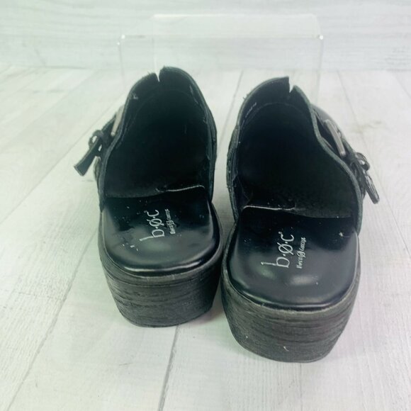 BOC Born Concept Black Leather CCAE16 Studs Buckle Wedge Clogs Mules Sz 9 M - Picture 7 of 10